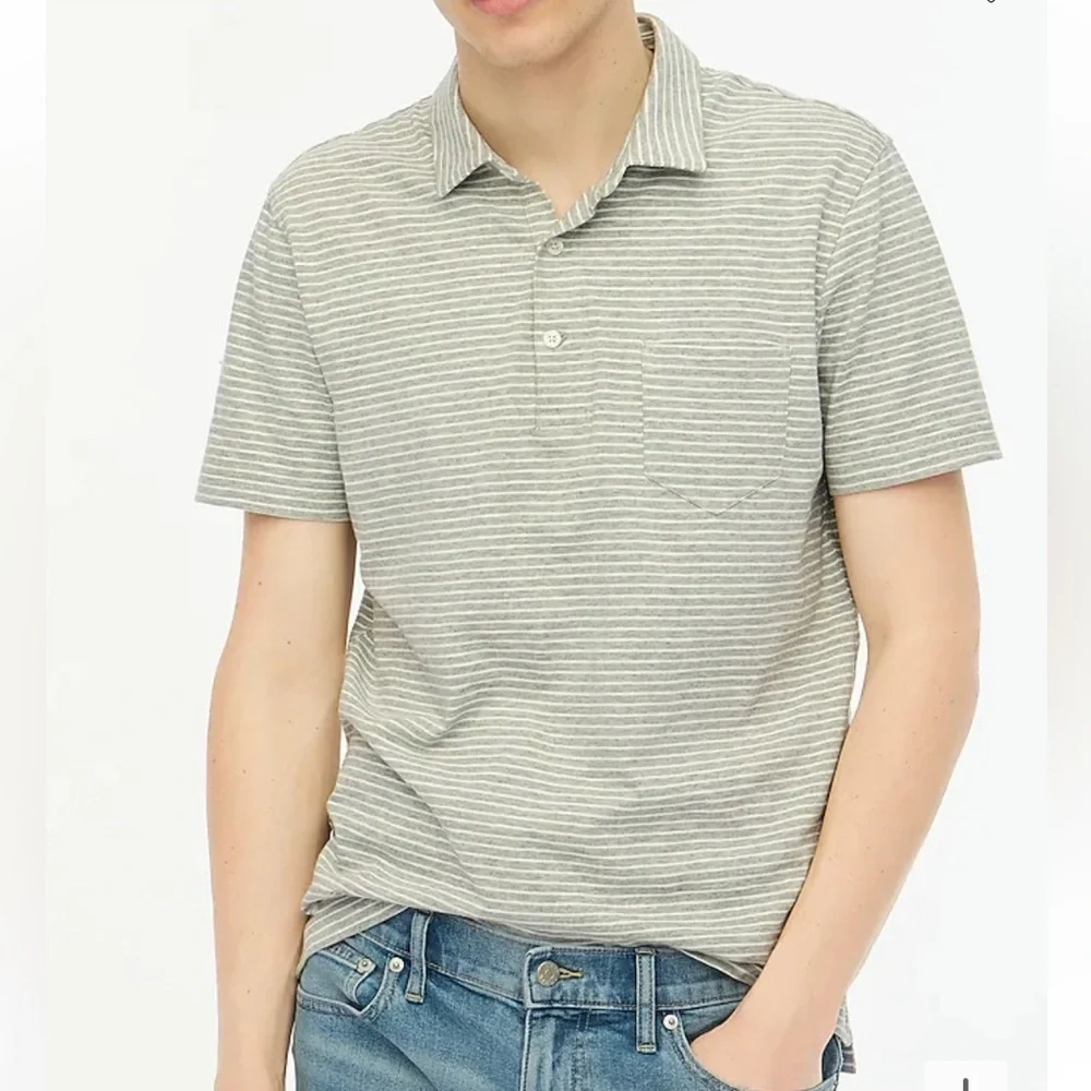 J crew Striped slub jersey pocket polo shirt